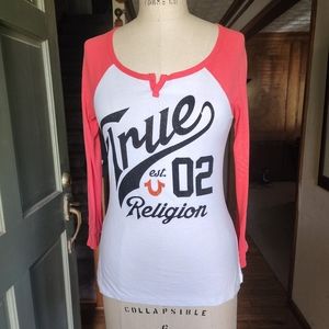 NWOT True Religion Long Sleeve Tee with Black Rhinestone Lettering